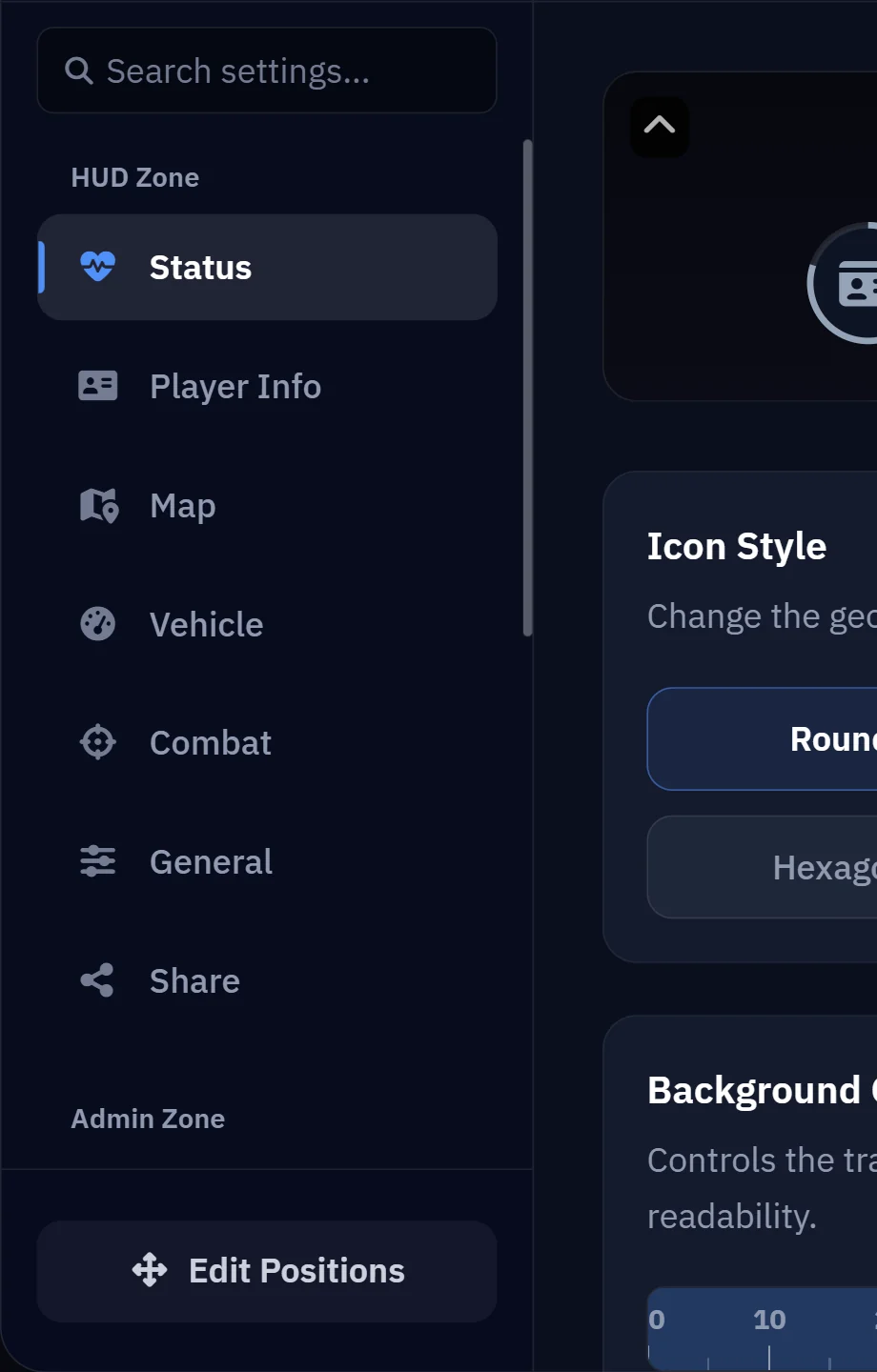 The /hud menu in a server that chose blue