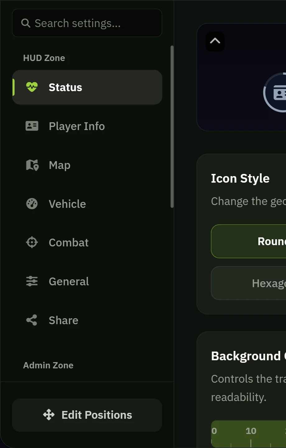 The same menu, in a server that chose lime